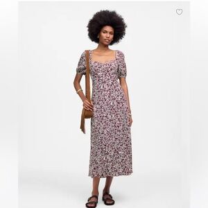 Madewell Puff Sleeve Sweetheart Midi Dress in Floral